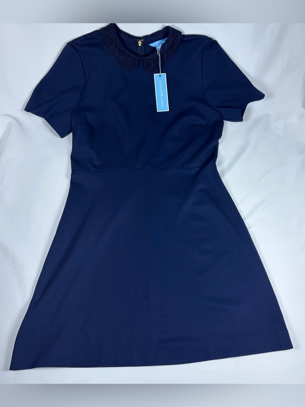 NWT Draper James womens Lace Collar persley dress in navy size M
